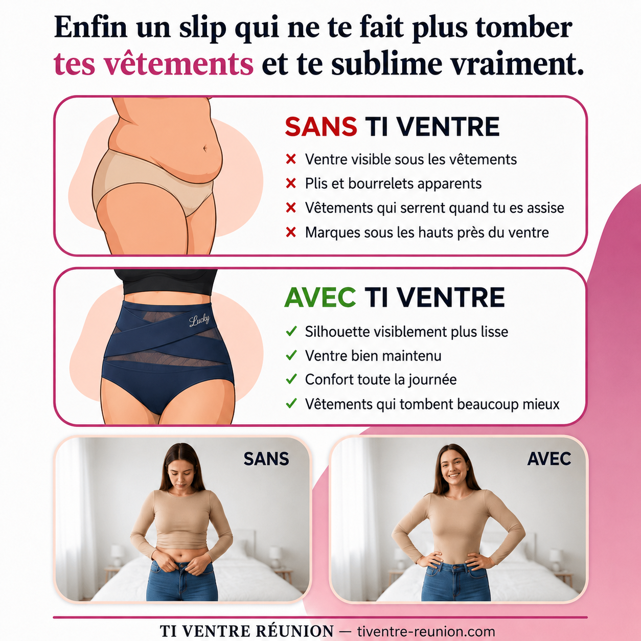 Slip gainant taille haute — maintien du ventre
